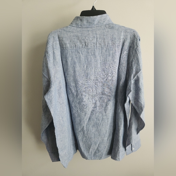NWT Vineyard Vines Men's Classic Fit Stripe 100% Linen Blue Button Down - Large - Picture 2 of 3